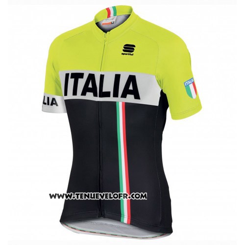 2016 Maillot Ciclismo Italie Noir et Jaune Manches Courtes et Cuissard